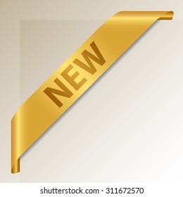 New - Golden Corner Ribbon - Vector Design Element