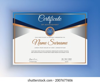 
New golden gradient color certificate of achievement design best diploma award certificate