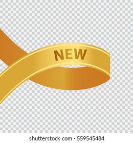 New - Golden loop ribbon. Vector design element.