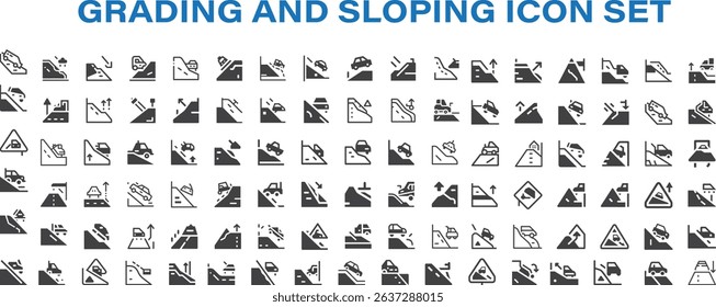 New Grading and sloping Icon Set, Creative vector, web and print Icon Design.eps
