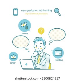 new graduates' job hunting, outline illustrations