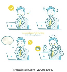 new graduates' job hunting, outline illustrations