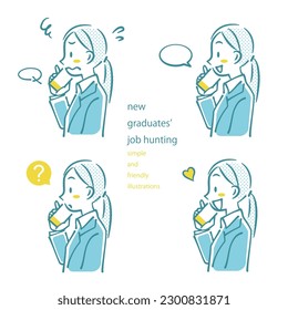 new graduates' job hunting, outline illustrations
