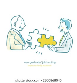 new graduates' job hunting, outline illustrations