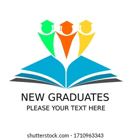 New graduates logo design template illustration. the book and student. is good for education