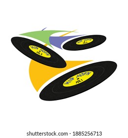 New gramophone vinyl LP record. Old technology, realistic retro design, vector art image illustration, isolated on white background eps10