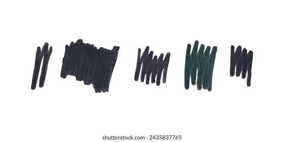 New gray brush. Nature texture, black and gray colors. Brush strokes, felt-tip pen, ink. Set for art on isolated background. Design elements concept for jewelry design. EPS10
