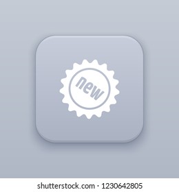 New gray vector button with white icon on gray background
