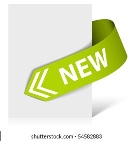 New green corner ribbon - arrow pointing at the content (vector)