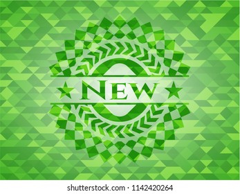 New green emblem with triangle mosaic background