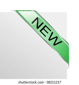 New green glossy bookmark or corner ribbon