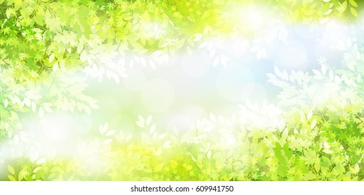 New green leaves landscape background