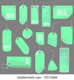 New Green Price Tag Set. Vector Illustration