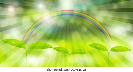 New Green Rainbow Landscape Background