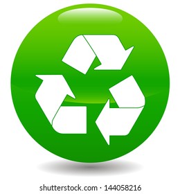 New green recycle symbol on a white background