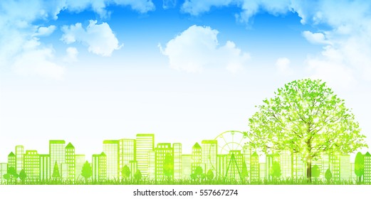 New green tree sky background