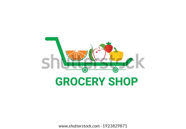 New Grocery Basket Logo Fresh Vegetable Stock Vector (Royalty Free ...