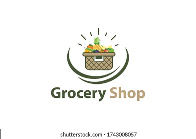 New Grocery Shop Logo Design Template Stock Vector (Royalty Free ...