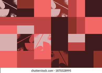 New grunge aesthetics in abstract pattern design composition. Brutalist inspired vector graphics collage made with simple geometric shapes and offset textures, useful for poster art and digital print.