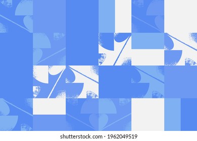 Nueva estética de grunge en composición de diseño de patrones abstractos. Collage de gráficos vectoriales de inspiración brutal, hecho con formas geométricas simples y texturas de desvío, útil para el arte de afiches y la impresión digital.