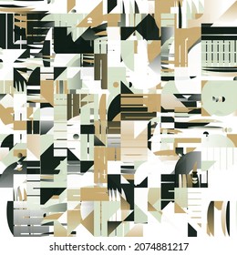 New grunge aesthetics in abstract pattern design composition. Brutalist inspired vector graphics collage made with simple geometric shapes and offset textures, useful for poster art and digital print.