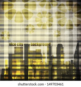 new grunge background with cityscape silhouette and flowers can use like modern poster