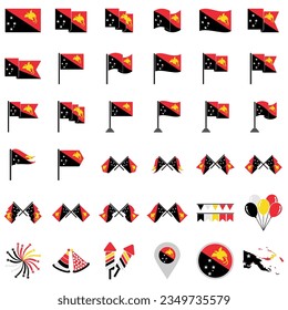 New Guinea flag icon set, New Guinea independence day icon set vector sign symbol