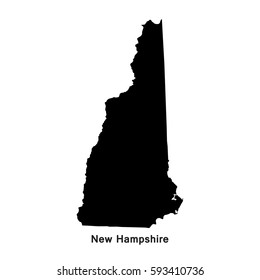 New Hampshire black map,border with name of state