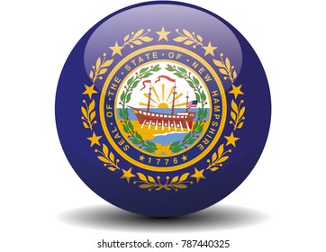 New Hampshire circle button flag background texture. Vector illustration.
