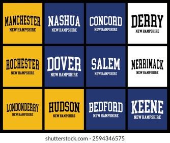 New Hampshire Cities by Population t shirt bundle