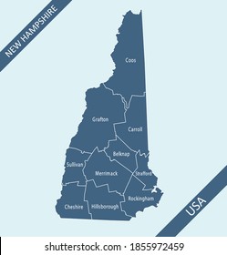 Mapa del condado de New Hampshire etiquetado