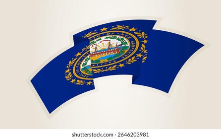New Hampshire Flag in Abstract Ribbon Shape, National Symbol of the New Hampshire. This vector is ideal for use in national events, Independence Day, international sports competitions.