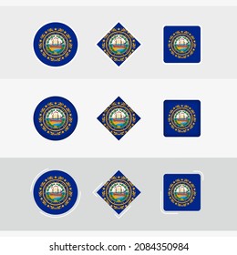New Hampshire flag icons set, vector flag of New Hampshire. Three versions of icon.