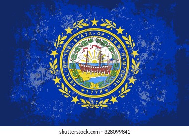 New Hampshire grunge, old, scratched style state flag