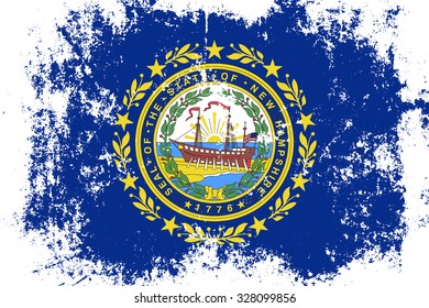 New Hampshire grunge, old, scratched style state flag