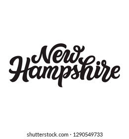 New Hampshire. Hand drawn US state name isolated on white background. Modern calligraphy for posters, cards, t shirts, souvenirs, stickers. Vector lettering typography