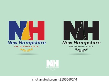 New Hampshire logo design small map and nickname The Granite State, Vector EPS