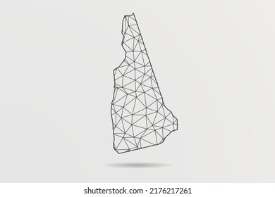New Hampshire Map - Abstract mash line and point scales on white background with USA Map. Wire Frame 3D mesh polygonal network line, design sphere, dot and structure -  Vector illustration eps 10