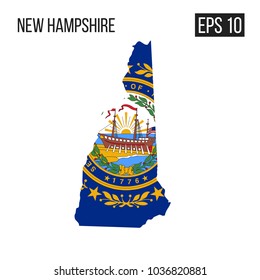 New Hampshire map border with flag vector EPS10