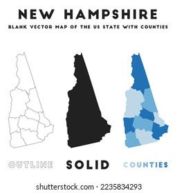 New Hampshire map. Borders of New Hampshire for your infographic. Vector us state shape. Vector illustration.