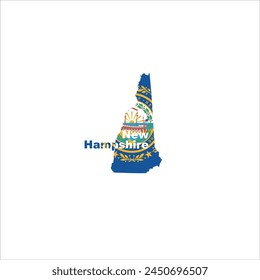 New Hampshire map and flag color design on white background