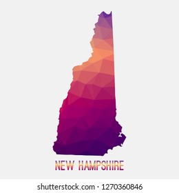 New Hampshire map in geometric polygonal,mosaic style.Abstract tessellation,modern design background,low poly. Geometric cover, mockup. Vector illustration.