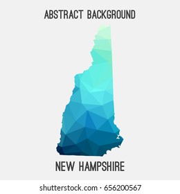 New Hampshire map in geometric polygonal,mosaic style in cold shades.Abstract tessellation,modern design background,low poly. Vector illustration.