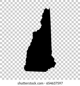 New Hampshire map isolated on transparent background. Black map for your design. Vector illustration, easy to edit.