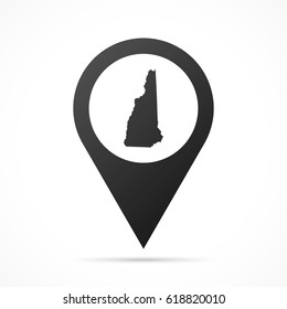 New Hampshire Map on location pin. Map pointer isolated on a white background.
Conceptual vector illustration.