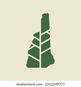 New Hampshire map plant leaf logo. Creative eco and nature organic logo design template.