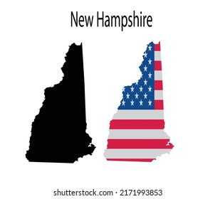 New Hampshire Map Silhouette and Icon Vector Illustration 