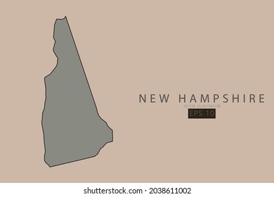 New Hampshire Map - State of USA Map International vector template with old classic style and gray color on map isolated on brown background - Vector illustration eps 10 