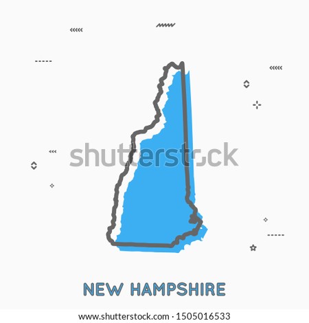 New Hampshire map in thin line style. New Hampshire  infographic map icon with small thin line geometric figures.  New Hampshire state. Vector illustration linear modern concept