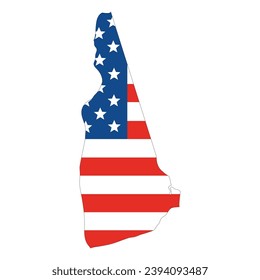 Mapa de Nuevo Hampshire con bandera de Estados Unidos. mapa de EE.UU.